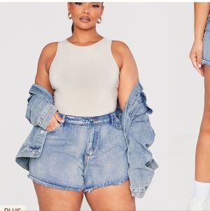 NWT PRETTYLITTLETHING Plus Vintage High Waisted Denim Shorts 20